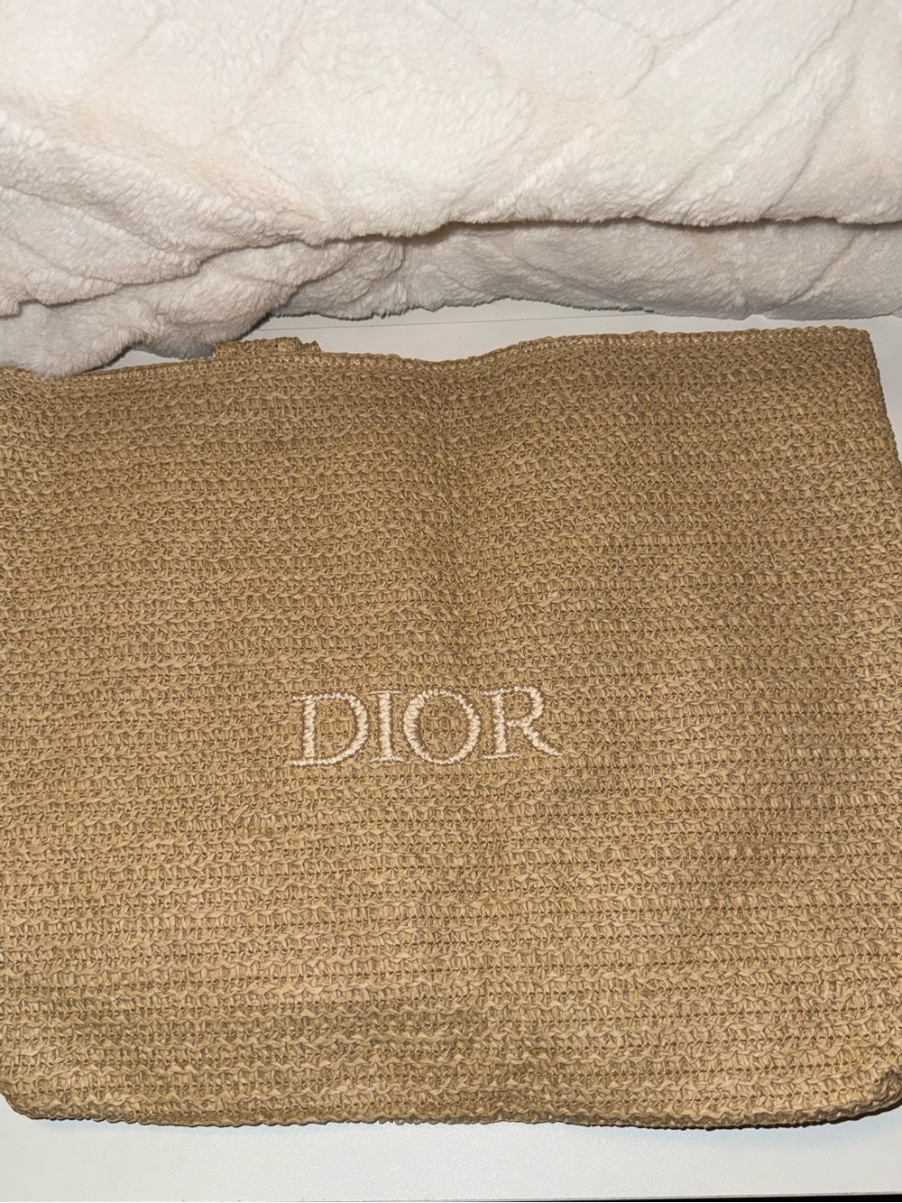 Dior Woven Straw Tote in Natural Tan
